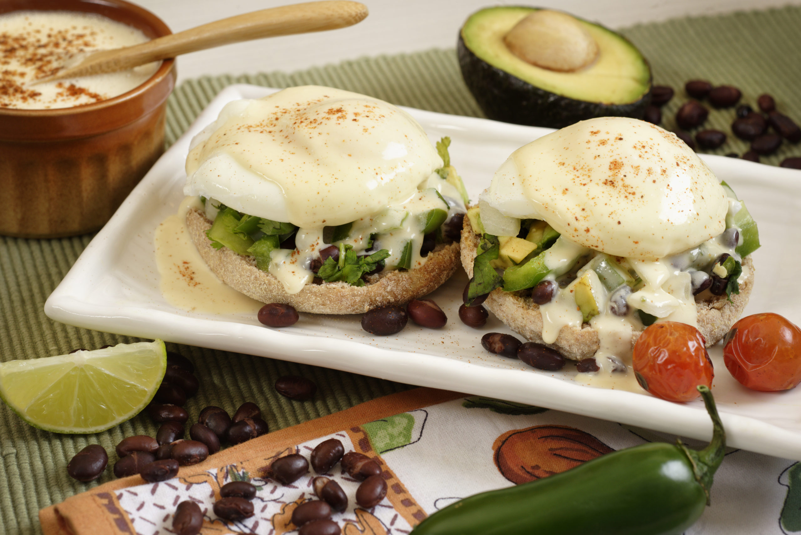 Black Bean Avocado Verde Eggs Benedict Alberta Pulse Growers