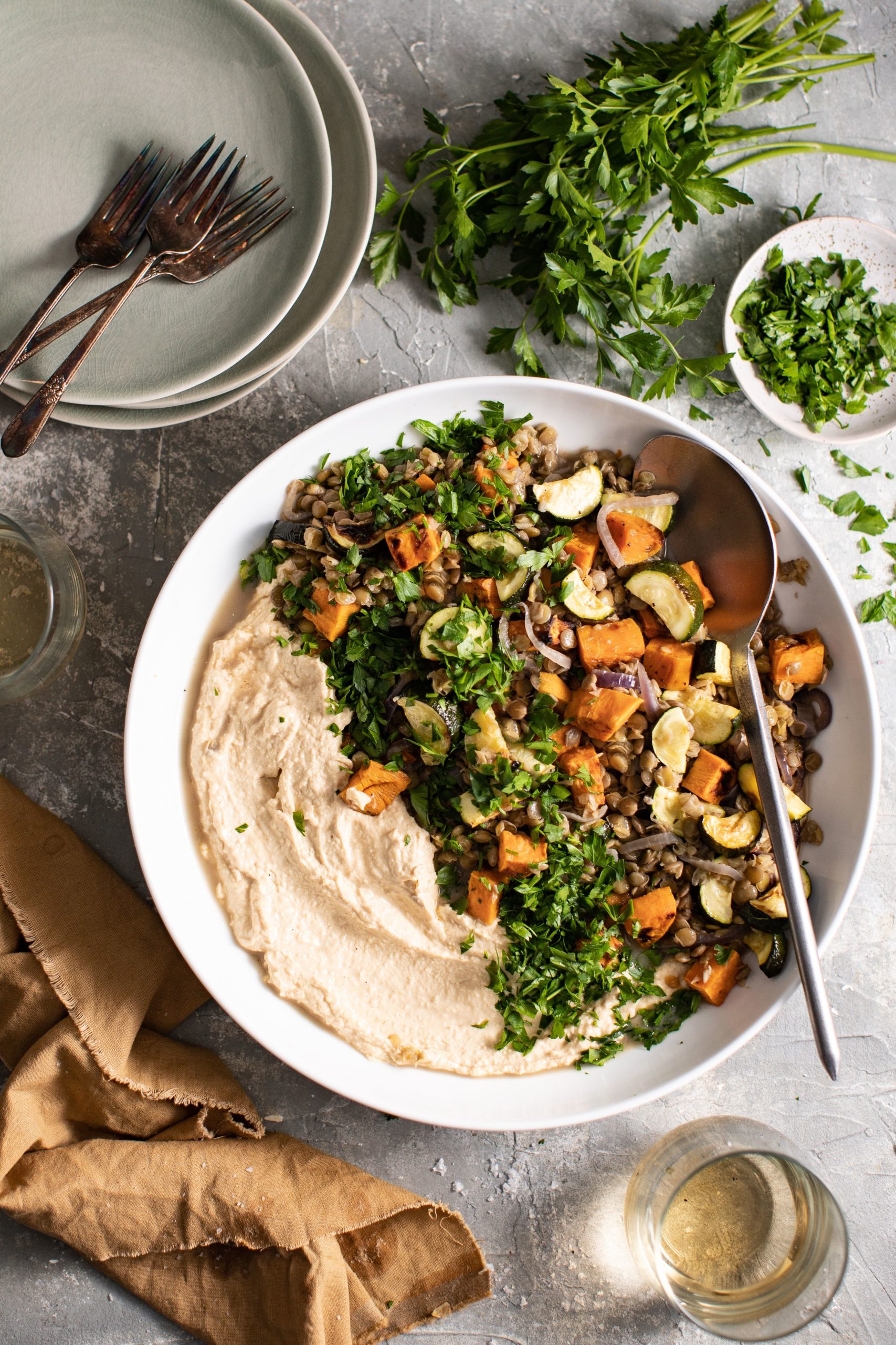 Savoury Lentil Bowl with Roasted Veggies Alberta Pulse Growers